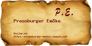 Pressburger Emőke névjegykártya